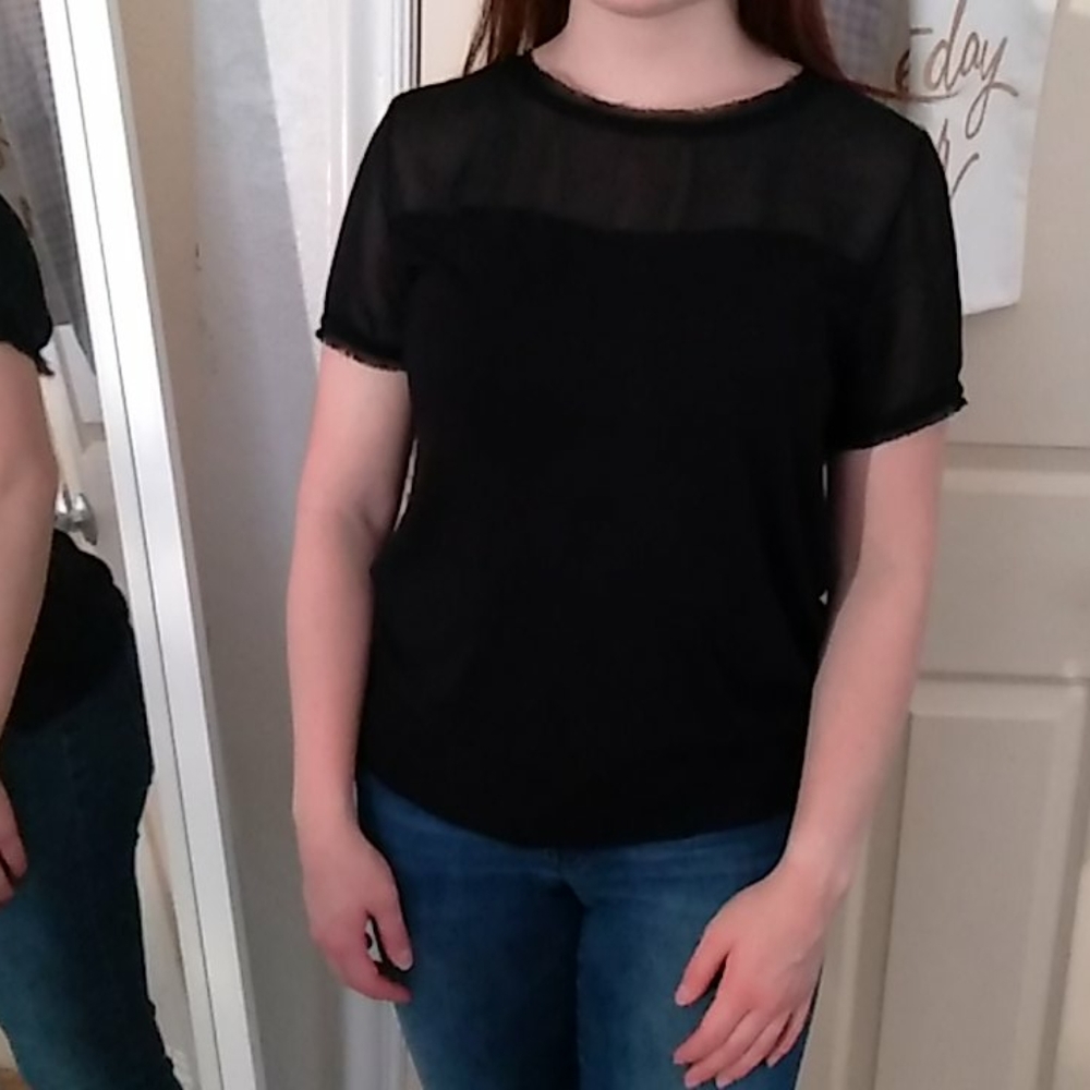 New H&M black shirt lace shoulders